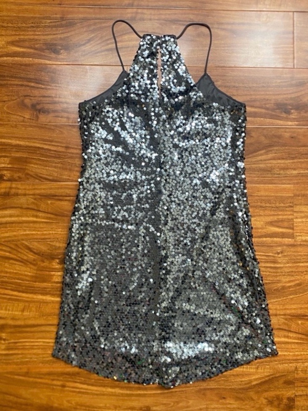 Express Women's Gray Sequins Racerback Mini Dress Size XS Party Maximalist Girly - Picture 2 of 13
